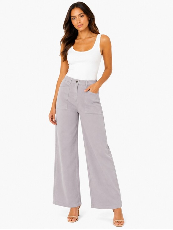 Wilfred Pants - 42. Wilfred Wide Leg Pant | 6 | Stone Grey
